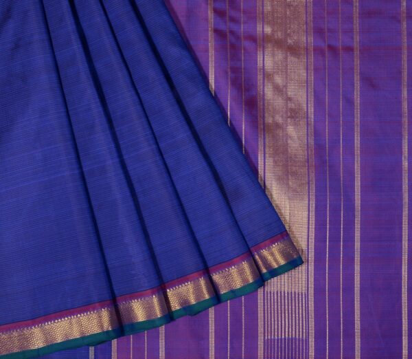 Elegant Kanjivaram Sampradaya Pinstripes Small Border Weavemaya Bangalore India Maya Navy Blue 2992303 3