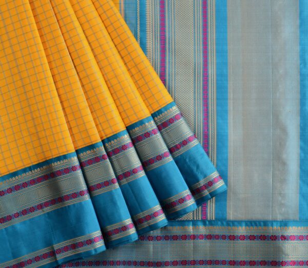 Elegant Kanjivaram Sampradaya Threadwork Kattam Korvai Weavemaya Bangalore India Maya Yellow 2382326 3