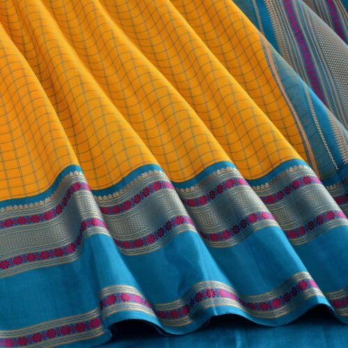 Elegant Kanjivaram Sampradaya Threadwork Kattam Korvai Weavemaya Bangalore India Maya Yellow 2382326 4