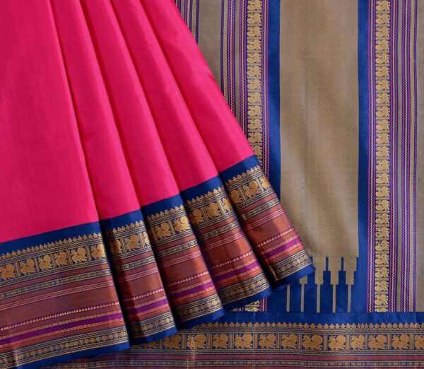 Elegant Kanjivaram Sampradaya Threadwork Korvai Weavemaya Bangalore India Maya Pink 1442308 3