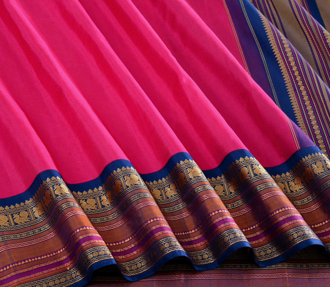 Elegant Kanjivaram Sampradaya Threadwork Korvai Weavemaya Bangalore India Maya Pink 1442308 4