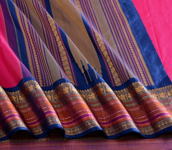 Elegant Kanjivaram Sampradaya Threadwork Korvai Weavemaya Bangalore India Maya Pink 1442308 5