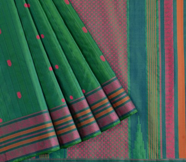 Elegant Kanjivaram Mrudula Threadwork Mutthu Seer Butta Weavemaya Bangalore India Maya Pine Green 1442319 3