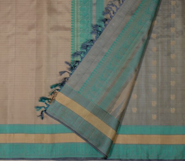 Elegant Kanjivaram Mrudula Threadwork Pinstripes Weavemaya Bangalore India Maya Beige 1442325 2