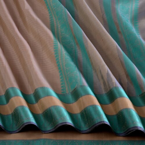 Elegant Kanjivaram Mrudula Threadwork Pinstripes Weavemaya Bangalore India Maya Beige 1442325 4