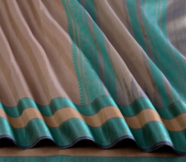 Elegant Kanjivaram Mrudula Threadwork Pinstripes Weavemaya Bangalore India Maya Beige 1442325 4