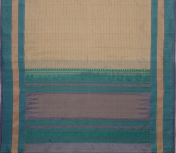 Elegant Kanjivaram Mrudula Threadwork Pinstripes Weavemaya Bangalore India Maya Cream 2382329 5