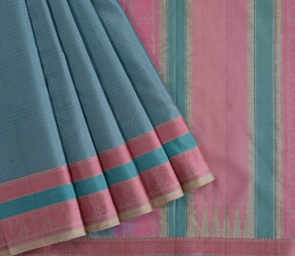 Elegant Kanjivaram Mrudula Threadwork Pinstripes Weavemaya Bangalore India Maya Sky Blue 1442327 3