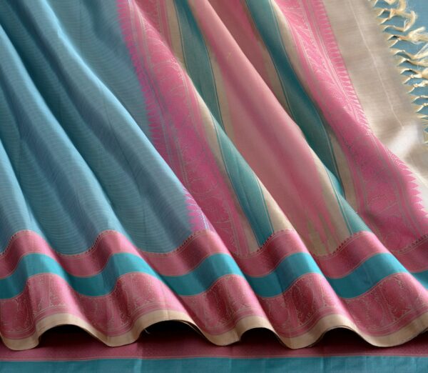 Elegant Kanjivaram Mrudula Threadwork Pinstripes Weavemaya Bangalore India Maya Sky Blue 1442327 4