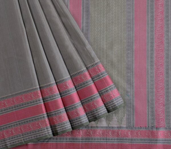 Elegant Kanjivaram Mrudula Threadwork Self Lines Weavemaya Bangalore India Maya Grey 1442354 3