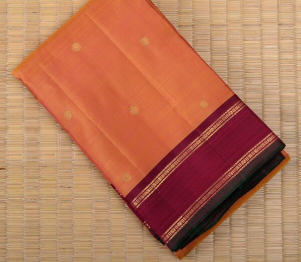 Elegant Kanjivaram Sampradaya Butta Small Border Weavemaya Bangalore India Maya Rust Orange 1282406 1a