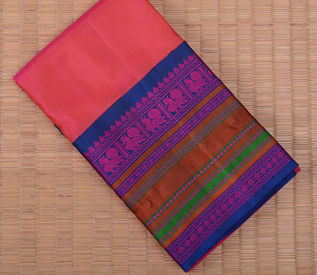Elegant Kanjivaram Sampradaya Threadwork Korvai Border Weavemaya Bangalore India Maya Bright Pink 3542424 1a