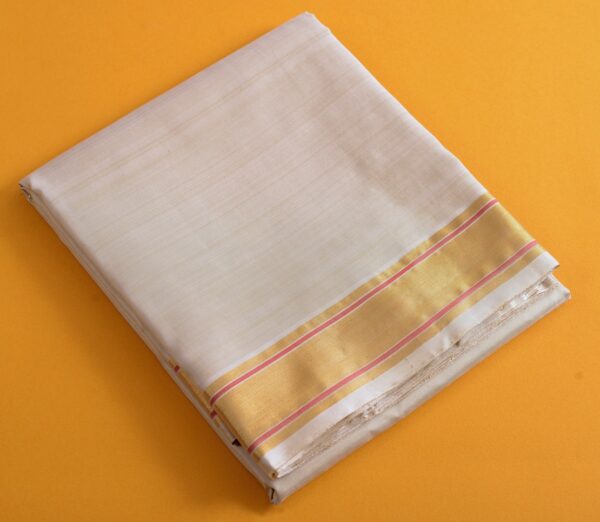 Traditional Menswear Dhoti Shalya Tissue Border Weavemaya Bangalore India Maya Beige 300902 4