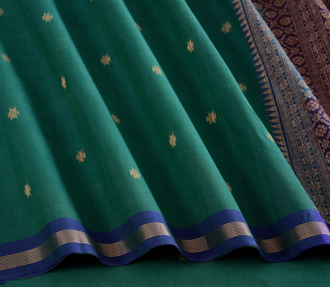 Elegant Kanchi Cotton Parutti Jute Butta Ganga Jamuna Weavemaya Bangalore India Maya Rama Green 35524133 4