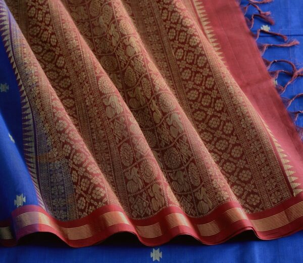 Elegant Kanchi Cotton Parutti Jute Butta Weavemaya Bangalore India Maya Blue 35524132 5