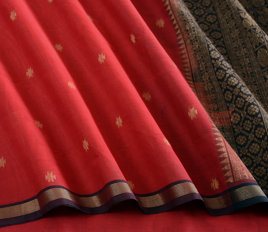 Elegant Kanchi Cotton Parutti Jute Butta Weavemaya Bangalore India Maya Red 35524134 4