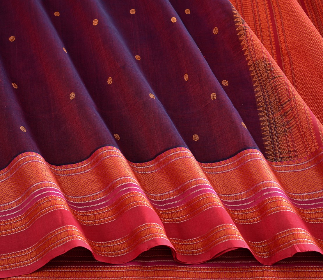 Elegant Kanchi Silkcotton Mishratantu Threadwork Butta Weavemaya Bangalore India Maya Arakku 35524004 4