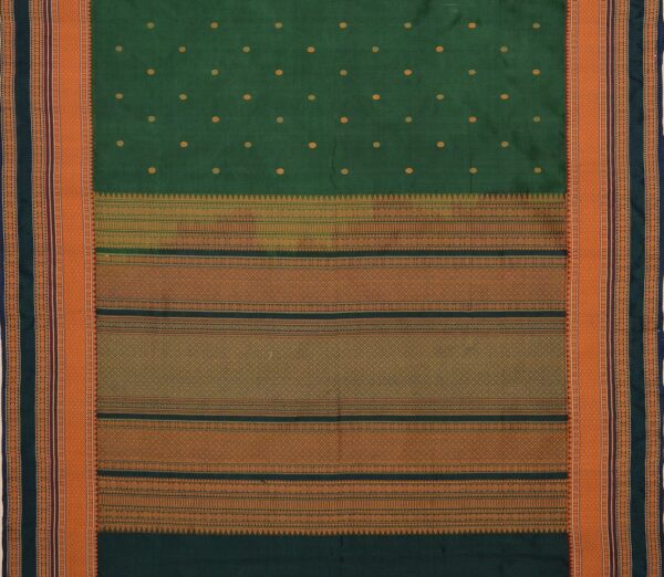 Elegant Kanchi Silkcotton Mishratantu Threadwork Butta Weavemaya Bangalore India Maya Bottle Green 35524003 3
