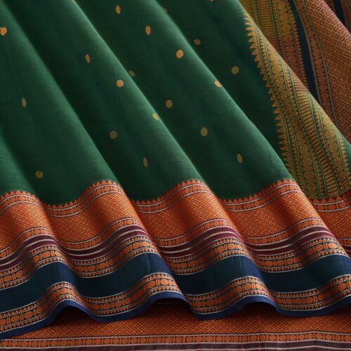 Elegant Kanchi Silkcotton Mishratantu Threadwork Butta Weavemaya Bangalore India Maya Bottle Green 35524003 4