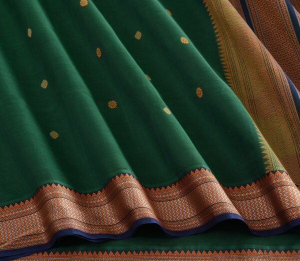 Elegant Kanchi Silkcotton Mishratantu Threadwork Butta Weavemaya Bangalore India Maya Bottle Green 35524006 4
