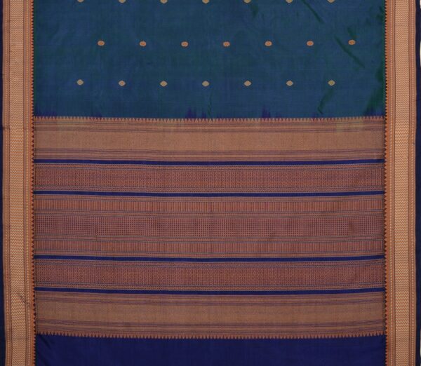 Elegant Kanchi Silkcotton Mishratantu Threadwork Butta Weavemaya Bangalore India Maya Peacock Blue 35524008 3