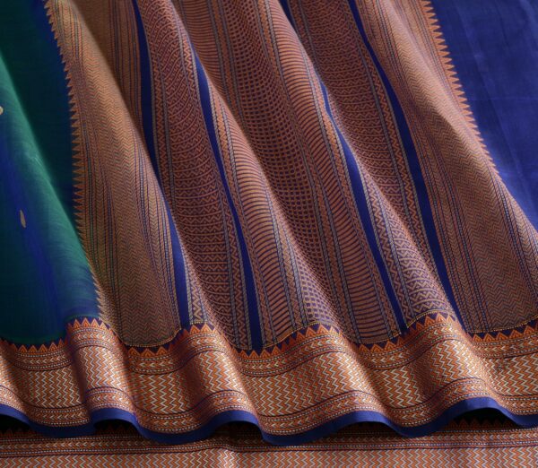 Elegant Kanchi Silkcotton Mishratantu Threadwork Butta Weavemaya Bangalore India Maya Peacock Blue 35524008 5
