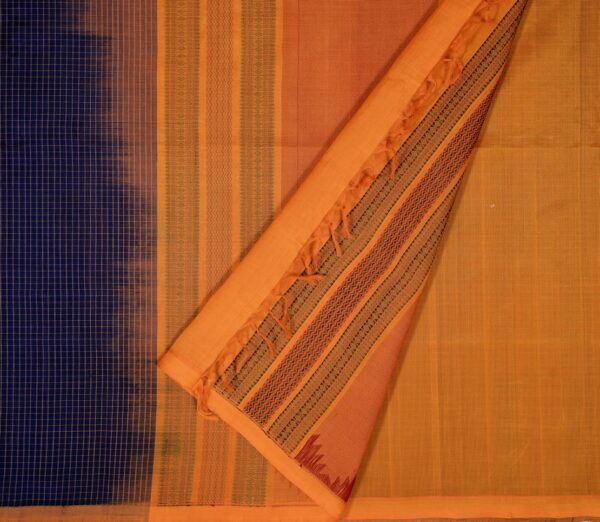Elegant Kanchi Silkcotton Mishratantu Threadwork Kattam Weavemaya Bangalore India Maya Navy Blue 35524021 2