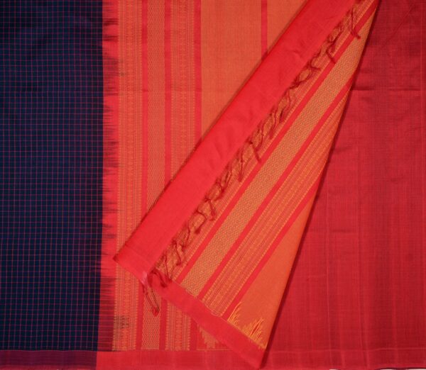 Elegant Kanchi Silkcotton Mishratantu Threadwork Kattam Weavemaya Bangalore India Maya Navy Blue 35524023 2
