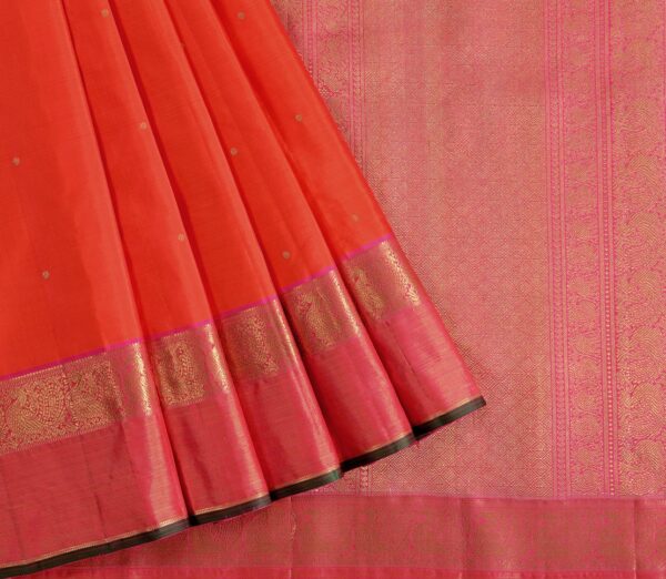 Elegant Kanjivaram Kanya Butta Tall Border Weavemaya Bangalore India Maya Orange 3542413 3