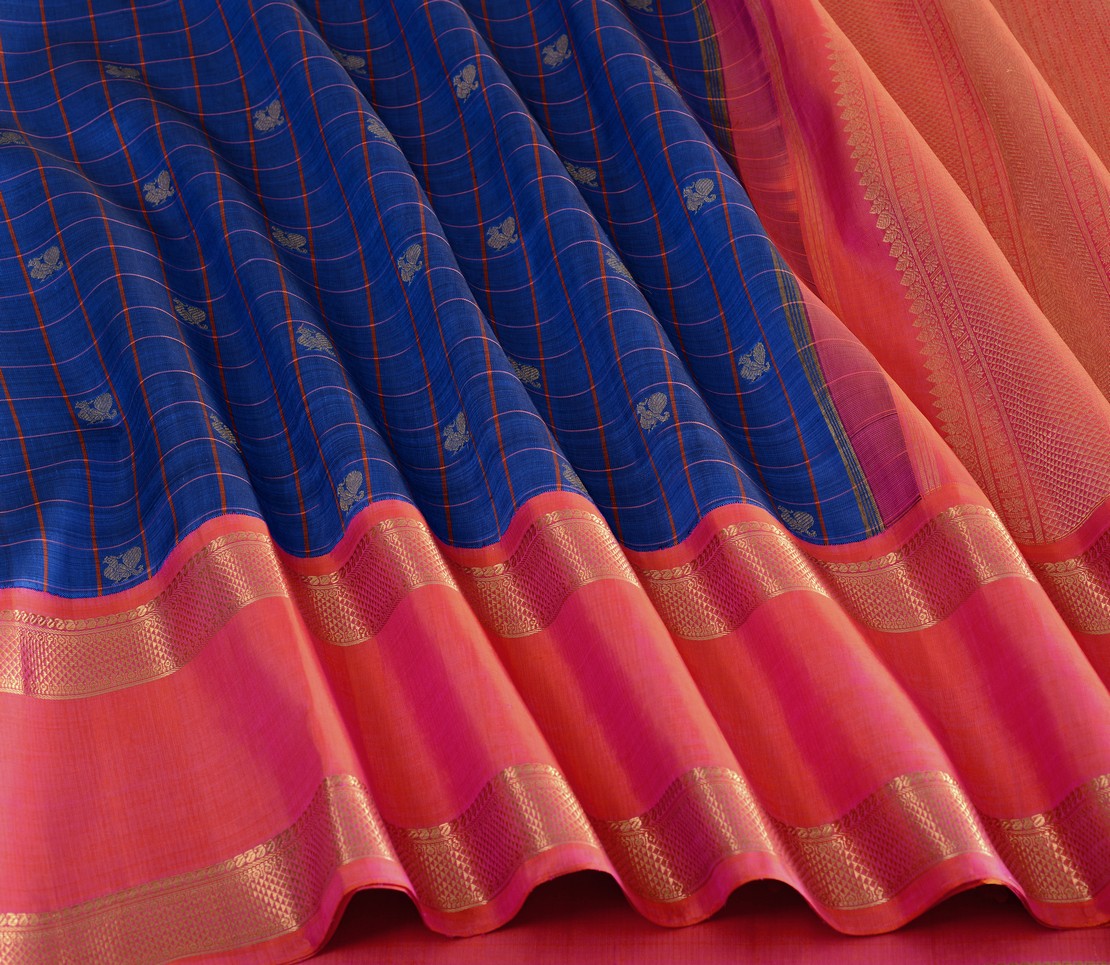 Elegant Kanjivaram Kanya Kattam Butta Korvai Border Weavemaya Bangalore India Maya Royal Blue 3542409 4
