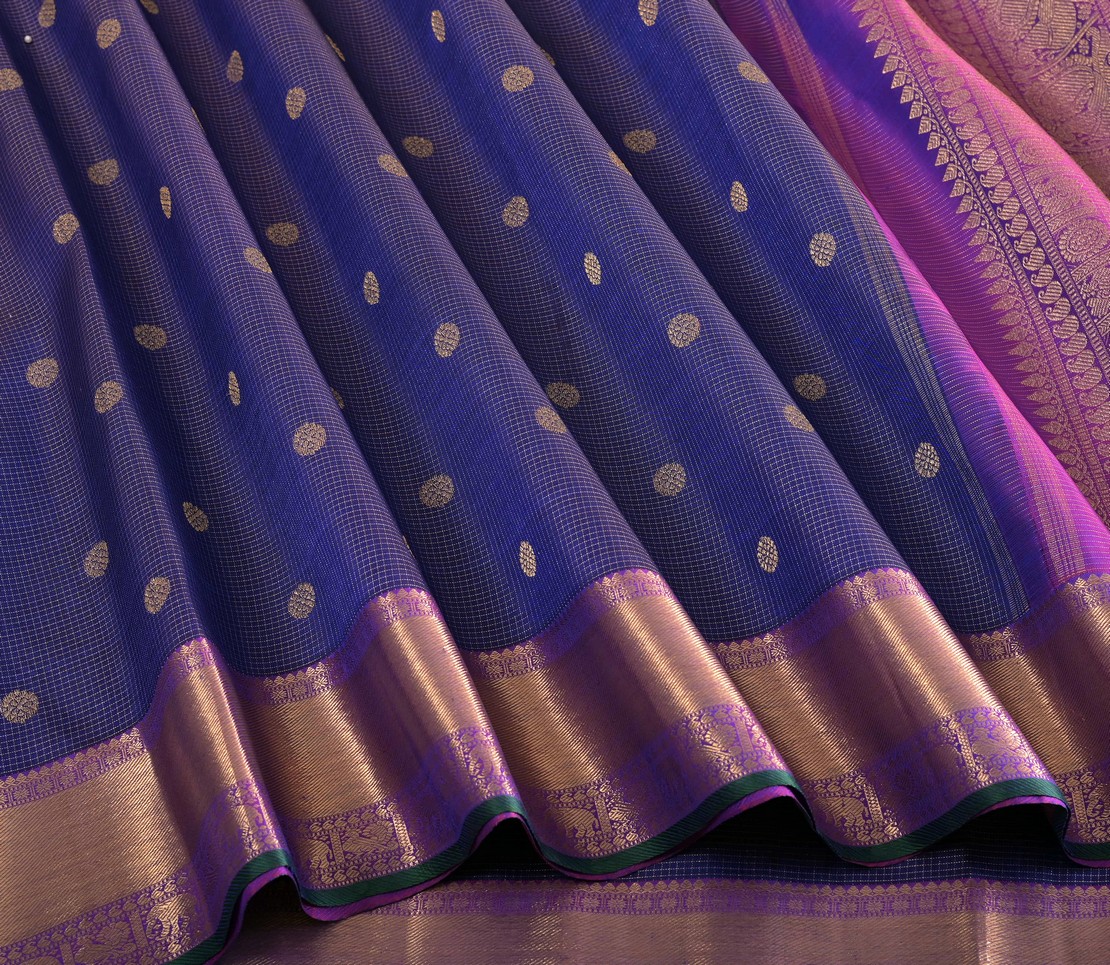 Elegant Kanjivaram Kanya Kattam Butta Rich Pallu Weavemaya Bangalore India Maya Ink Blue 3542411 4