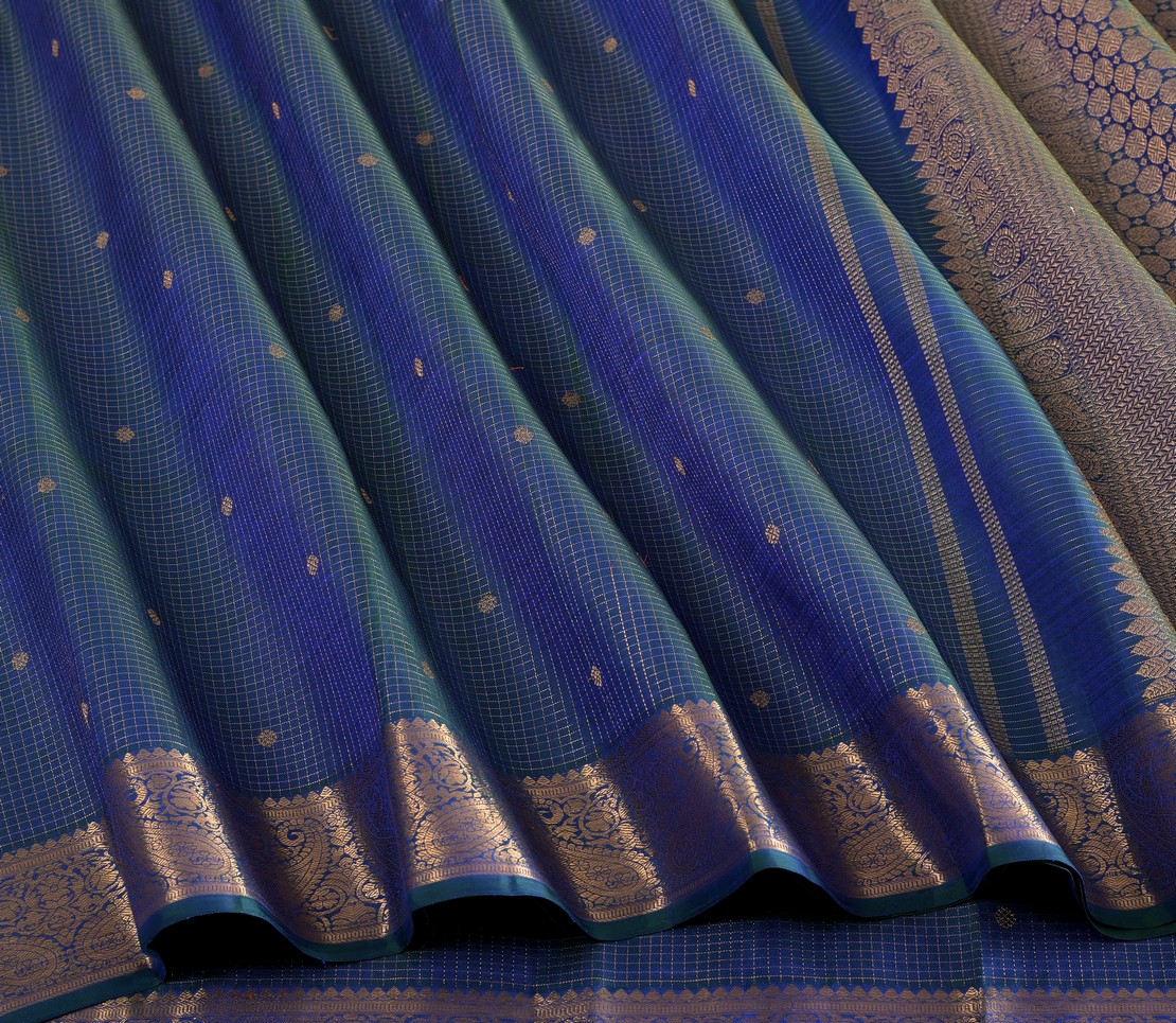Elegant Kanjivaram Kanya Kattam Butta Rich Pallu Weavemaya Bangalore India Maya Peacock Blue 3542410 4