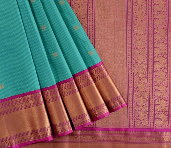 Elegant Kanjivaram Kanya Podi Kattam Rich Pallu Korvai Border Weavemaya Bangalore India Maya Blue Green 3542418 3