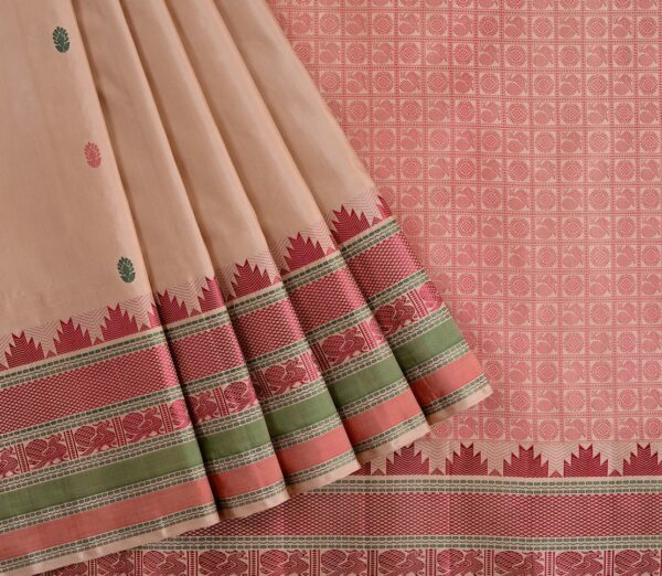 Elegant Kanjivaram Mrudula Threadwork Butta Tall Border Weavemaya Bangalore India Maya Cream 3092303 3