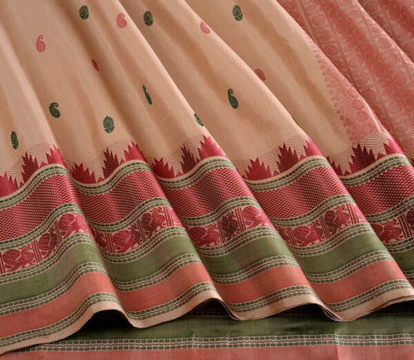 Elegant Kanjivaram Mrudula Threadwork Butta Tall Border Weavemaya Bangalore India Maya Beige 3092303 4