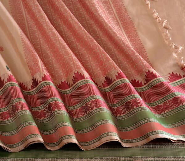 Elegant Kanjivaram Mrudula Threadwork Butta Tall Border Weavemaya Bangalore India Maya Cream 3092303 5