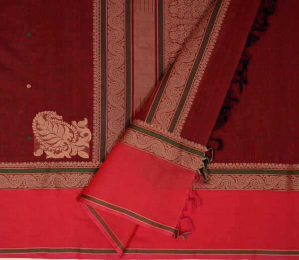 Elegant Kanchi Cotton Parutti Butta Tall Border Weavemaya Bangalore India Maya Arakku 8122032 2