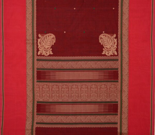 Elegant Kanchi Cotton Parutti Butta Tall Border Weavemaya Bangalore India Maya Arakku 8122032 3