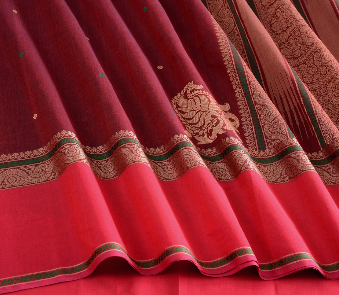 Elegant Kanchi Cotton Parutti Butta Tall Border Weavemaya Bangalore India Maya Arakku 8122032 4