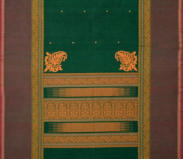 Elegant Kanchi Cotton Parutti Butta Tall Border Weavemaya Bangalore India Maya Bottle Green 8122033 3