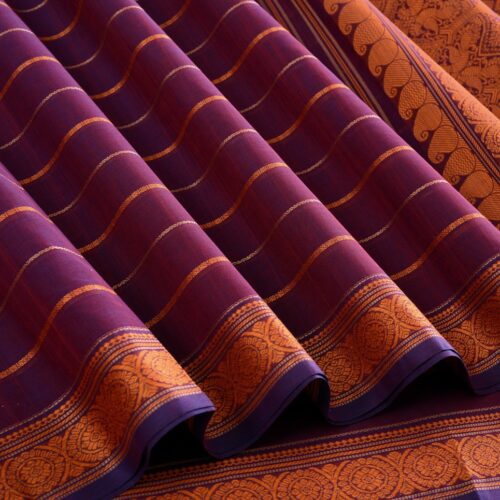 Elegant Kanchi Cotton Parutti Horizontal Lines Weavemaya Bangalore India Maya Purple 1452397 4