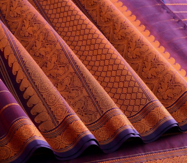 Elegant Kanchi Cotton Parutti Horizontal Lines Weavemaya Bangalore India Maya Purple 1452397 5
