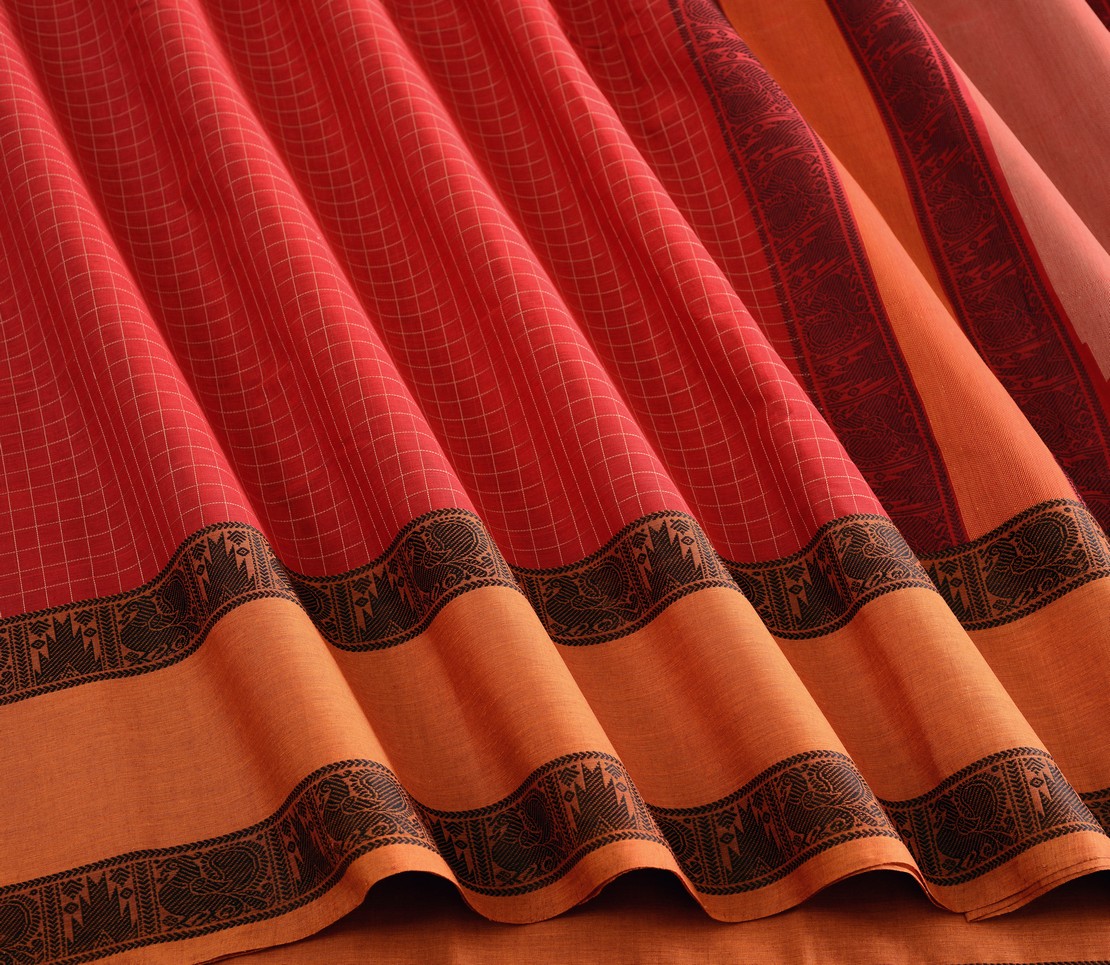 Elegant Kanchi Cotton Kattam Weavemaya Bangalore India Maya Red 8122054 4