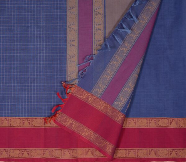 Elegant Kanchi Cotton Parutti Kattam Weavemaya Bangalore India Maya Greyish Blue 1452375 2
