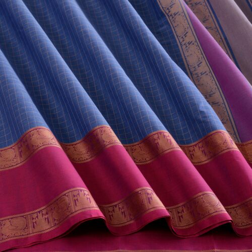 Elegant Kanchi Cotton Parutti Kattam Weavemaya Bangalore India Maya Greyish Blue 1452375 4