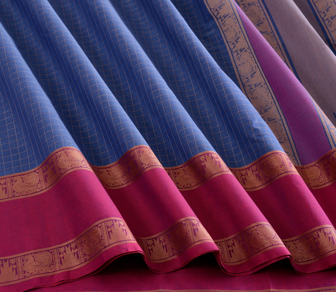 Elegant Kanchi Cotton Parutti Kattam Weavemaya Bangalore India Maya Greyish Blue 1452375 4