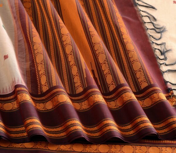 Elegant Kanchi Cotton Parutti Korvai Border Weavemaya Bangalore India Maya Beige 35524126 5