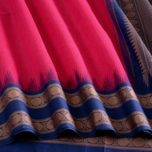 Elegant Kanchi Cotton Parutti Korvai Border Weavemaya Bangalore India Maya Pink 35524129 4