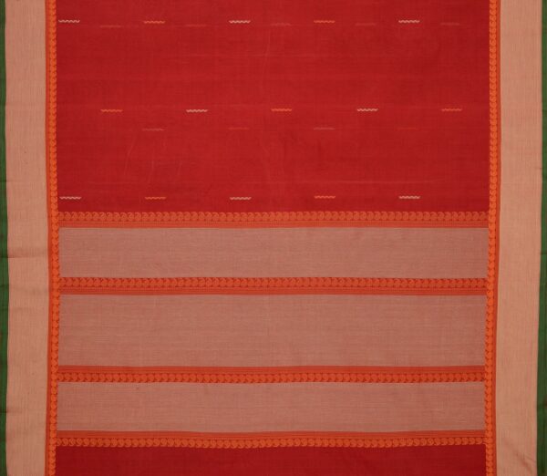 Elegant Kanchi Cotton Parutti Threadwork Bavinchi Border Weavemaya Bangalore India Maya Red 1452347 3