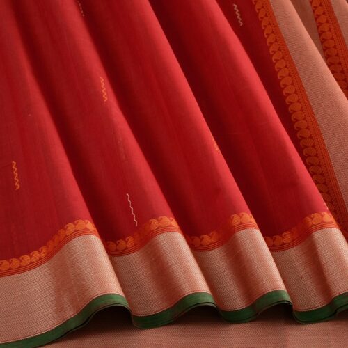 Elegant Kanchi Cotton Parutti Threadwork Bavinchi Border Weavemaya Bangalore India Maya Red 1452347 4